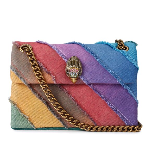 Kurt Geiger London Mini Rainbow Denim Kensington Crossbody Bag - Picture 1 of 11